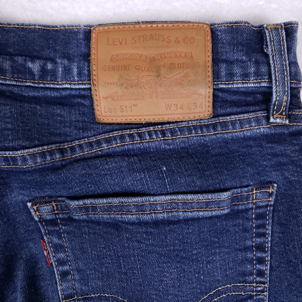 Levi's Premium 511 Slim Fit Jeans 34x34 Dark Blue - Picture 13 of 14